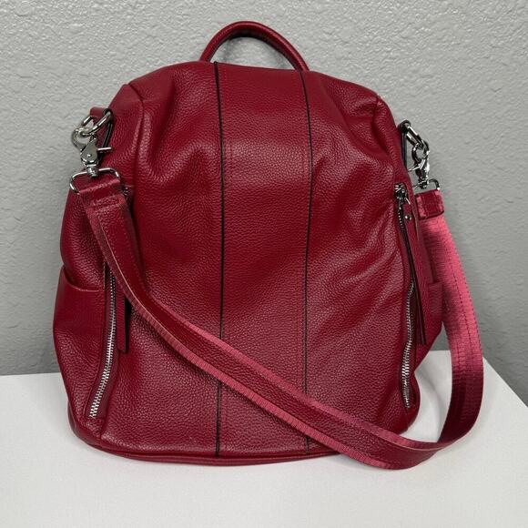 S-Zone Women’s Cowhide Leather Backpack Burgundy Red BoHo main image 6